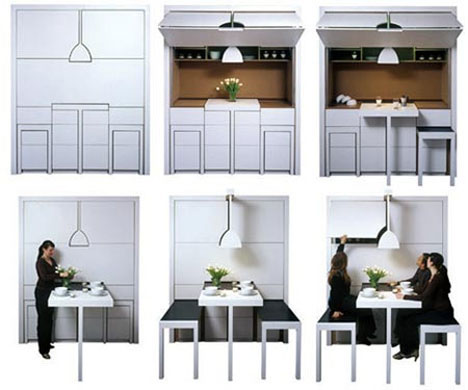 Kitchenette with FoldOut Chairs and Counter
