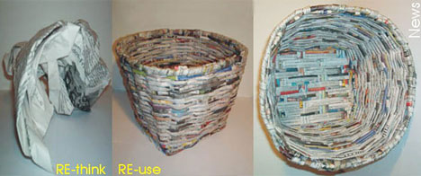 Recycled Newspaper Basket Furniture
