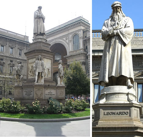 Leonardo da Vinci statue in Millan