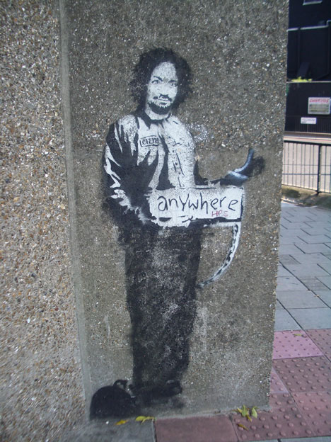 banksy quotes charles manson hitchhiker london archway