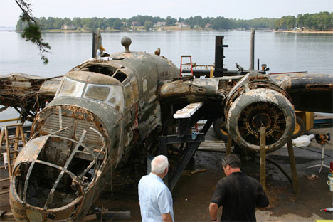 b25 airplane pulled from lake