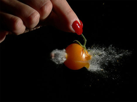 stefan high speed photography cherry tomato