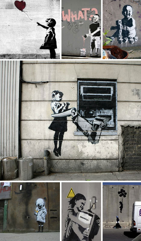 banksy graffiti. Banksy Graffiti Stencils.