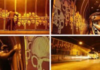 Reverse Graffiti Skulls by Orion