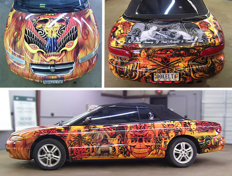 The tattoo car is a full wrap and serves as a memorial to Paul Rodgers and 