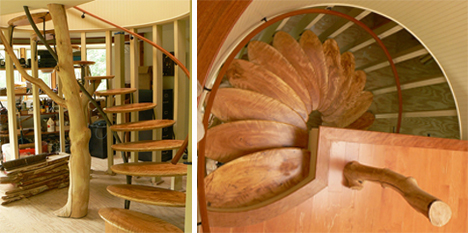 cherry tree wooden library stairs