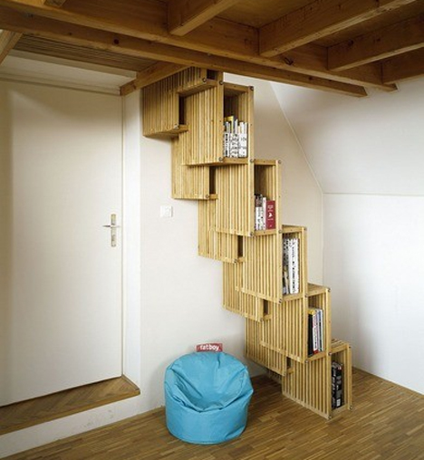 czech bookcase alternating stairs