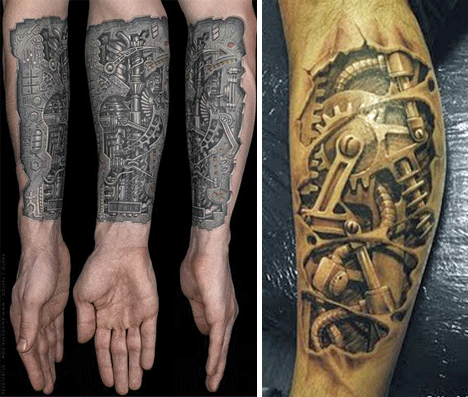 Biomechanical Tattoos: Biomechanical tattoo gallery, Mechanical tattoo