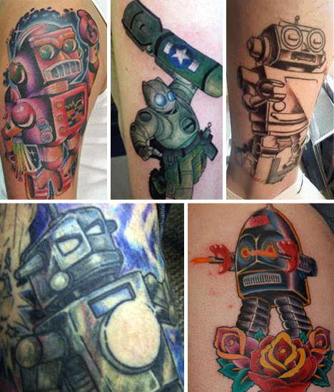 variety of robot tattoos