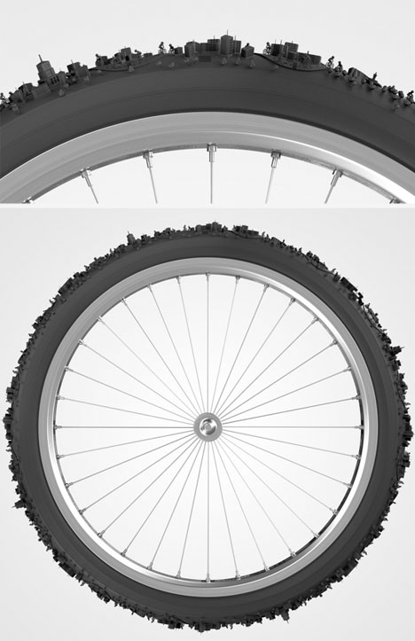 bike tire cityscape concept