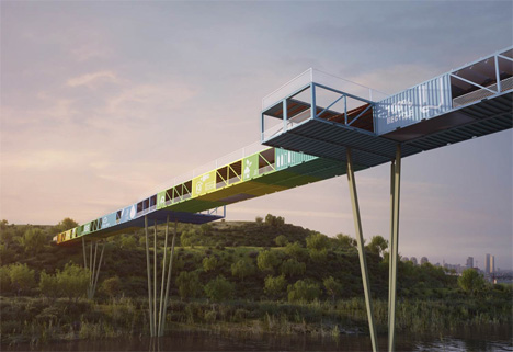 recycled shipping container bridge israel