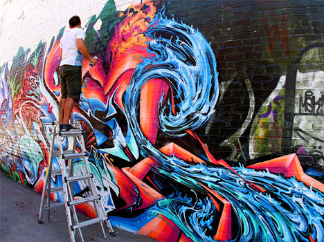 time graffiti artist ladder