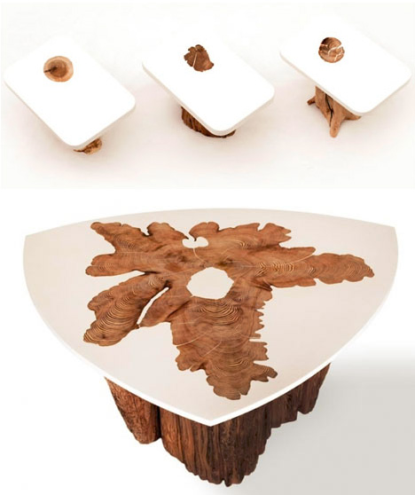 upcycled log table tops
