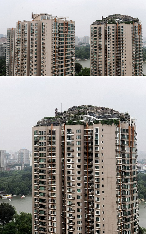 mountain shaped carved apartment