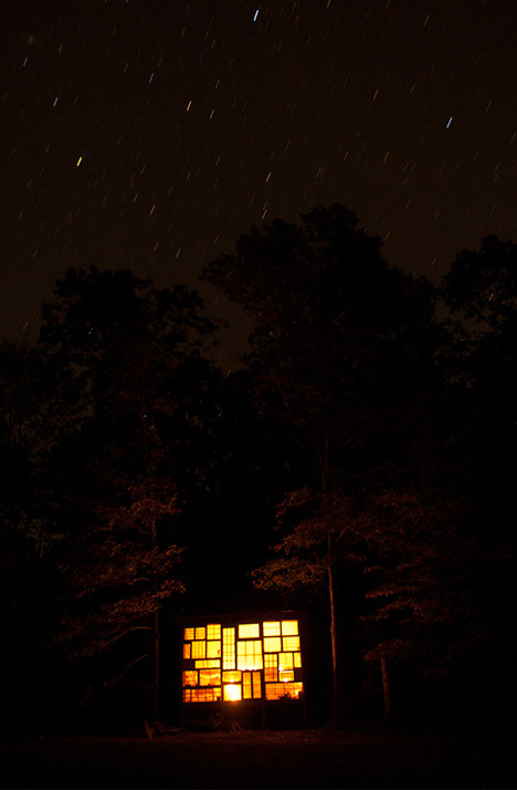 house glass night view