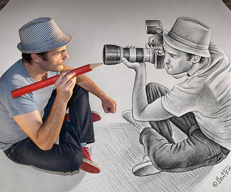 Pencil vs Camera Optical Illusion Drawings 1