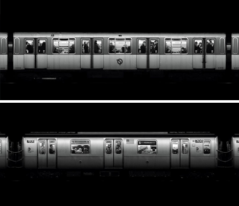 time subway black white