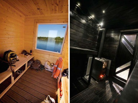 floating sauna interior space