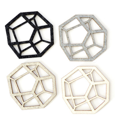 Geometric Home Pentahedron Coasters
