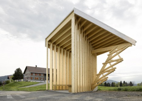 teired wood bus stop