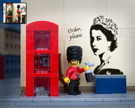 LEGO Banksy royal guard graffitti