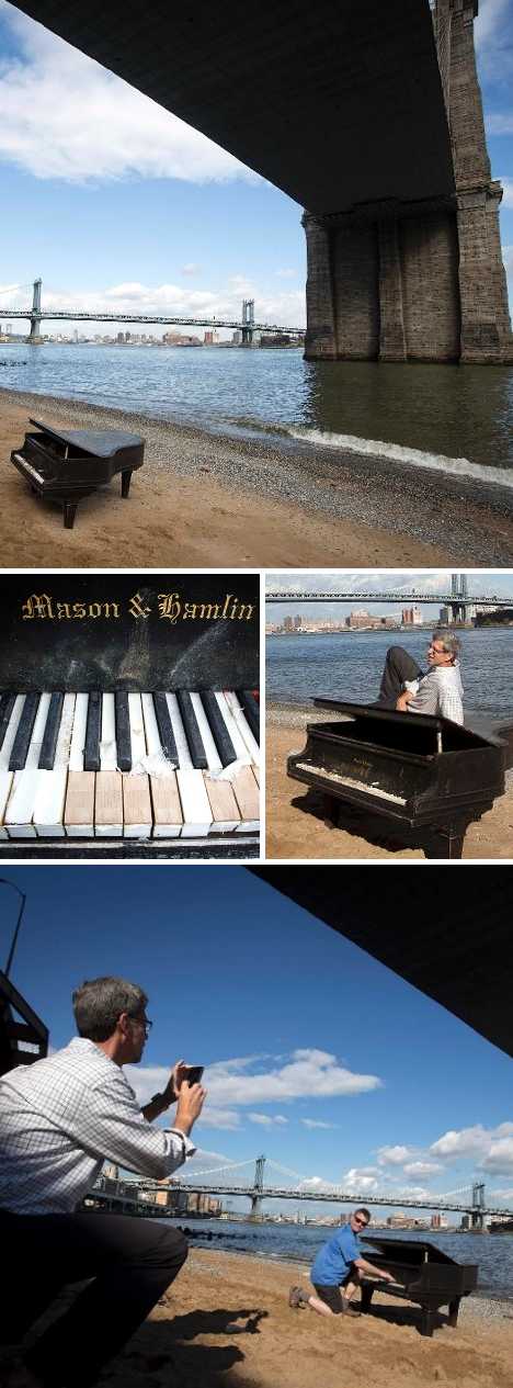 abandoned piano East River NYC