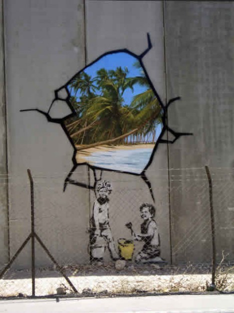 banksy wall mural palestine