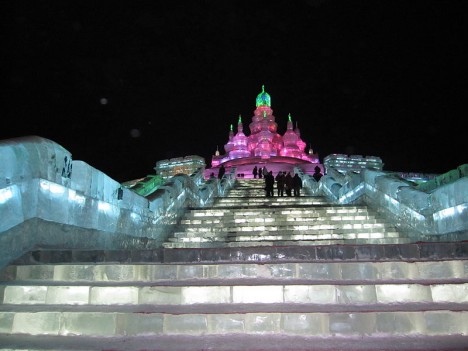 snow ice festival staircase